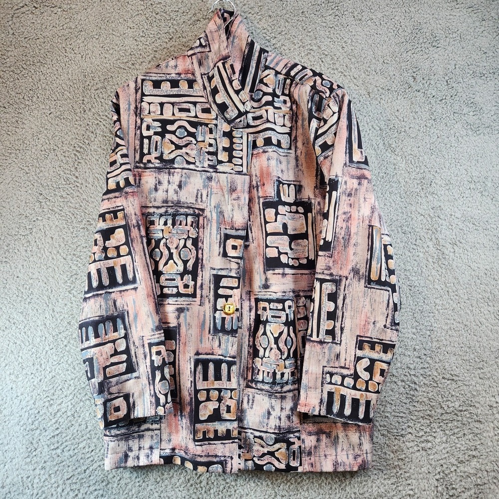 Blair Boutique Jacket Women's XL Multicolor Printed Long Sleeve Collared Pockets